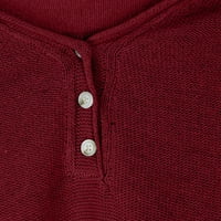 WAVSUF džemperi za žene plus veličine casual zimski V-izrez čvrsto dugme Pleteni džemperi vina veličine