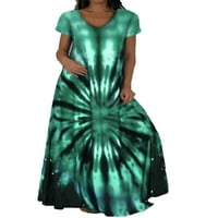 Ženska haljina V izrez Haljine kratki rukav za žene Havajski odmor Zeleni crni striptiz XL