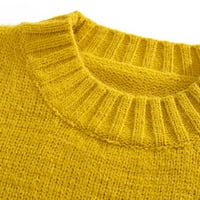 Muški pleteni džemper - puni dugi rukav casual labavi ving pulover duhovi, za jesen zimski žuto xxl