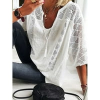 Tking Fashion Womens Ljeto Plus size rukav Crewneck Solid Tops Casual Loose izlepljene majice Bluza