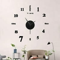 Zidni sat bez okvira, veliki moderni 3D zrcalni zidni sat za zidni dekor, DIY Clock Kit za kućni dnevni