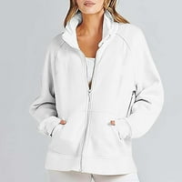 Ženski puni zip dukserišta Sportski kaput postolje za ovratnik džep dugih rukava znojne jakne casual