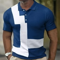 Huachen Men Majica kratkih rukava Golf Majica Solid Color Contrast na otvorenom Ležerne prilike modni
