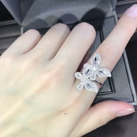 Yueulianxi Prsten Dva četvrtaste dijamantni leptir cirkon zvona Creative Angažman prsten Dropsleta Dijamantna
