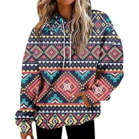 Pamučne dukseve sa džepovima Zimska ženska ženska dugih rukava Plus veličine džemper pulover Grafičke