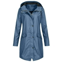 Homchy kaput Žene čvrste boje kišne jakne na otvorenom kapuljač na otvorenom, vodootporni dugi kaput