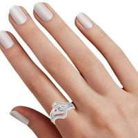 Carat Okrugli rez bijeli prirodni dijamant ljubavni čvor crossover prsten u 10K dva tona zlata - veličine-7