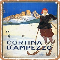 Metalni znak - Cortina d'ampezzo vintage ad - Vintage Rusty Look