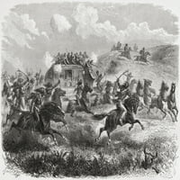 Indijci napadaju transkontinentalni stagecoach u 1867. iz El Mundo en La Mano objavljeno 1878. Poster