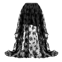 Ženska parna parna duga suknja visoka struka Vintage mrežica Visoka niska haljina Retro Gothic Plus