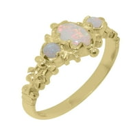 Britanci napravio 14k žuto zlato prirodni Opal Womens Obećani prsten - Opcije veličine - veličina 9.5