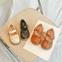 B91XZ Toddler Djevojka Sandale Djevojke Koža Bow Design Soft Round Fooe Princess Haljina ravne cipele