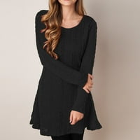 Haljine za žene modne žene uske dugi rukav duks s dugim džemper od dresa crni xl