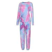 Binmer Women Pajama Suit tie-obojen zimskim elegantnim kućnim odijelima Hlače s dugim rukavima Split