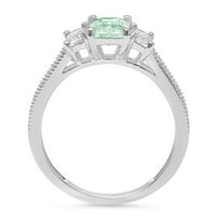 1.82ct Emerald Cut VVS Pravi sukob Besplatno zelena simulirana dijamantska žigosana čvrstog 14K bijelog
