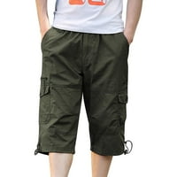 Muški teretni hlače Ljeto Muški casual capris pamuk elastični struk kapris multi džepna radna odjeća