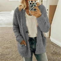 Dugi zimski kaputi za ženske ležerne džemper džepovi gornji odjećni tasteri kardigan mekani džemper