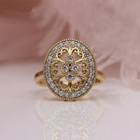 Modni cirkon OpenWork cvijeće ovalni angažman prsten nakit pokloni za žene w