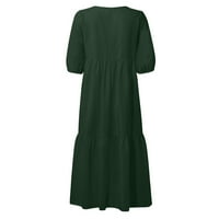 Ženske haljine Clearence okrugli izrez Labavi puna dužina gležnja A-line s kratkim rukavima Ljetna haljina zelena xl