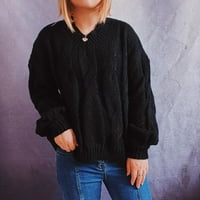 Woemns džemper s dugim rukavima Caueal Fashion V Crt Gumb dolje pleteno pulover Loop Fit Soft Comfy