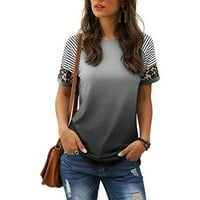 Ženska modna tiskana košulja s kratkim rukavima za kratki rukav labav vrhovi Lucky majica, siva, m