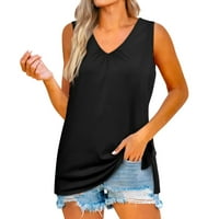 Crna Camisole za žensko ljeto V izrez Pleted majice bez rukava