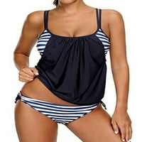 Ženski tankini kupaći kostimi Stripes postrojeni udvostručeni bikini dva push up kupaće kostime kupaći