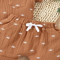 Novorođena dječja dječja djevojka odjeća za sunčanje Print kratkih rukava Majica s džepom + kratke hlače