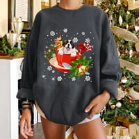 Ženski vrhovi zimski božićni pas klasični ispis pulover Loose dukserice hot6sl4870729