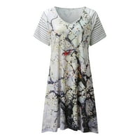 Ljetne haljine za prodaju za žene za žene s kratkim rukavima za tisak cvjetnog uzorka Okrugli vrat Midi