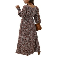Ženske vintage kaftna haljina dame dugih rukava ukras dugih rukava V-izrez dugačke djevojke cvjetna