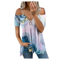 Košulje za žene Loase Fit Graphic Print-the-rame -Sleeve vrhovi ljetne majice majice majice za žene