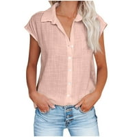 Posteljina majica majica Žene kratkih rukava Vruće s kratkim košuljem za vrat Ljetna plaža Pamučni vrhovi