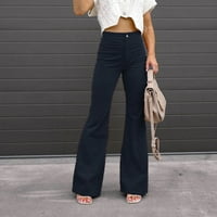 EGMY ženski tanak fit komforni čvrsti džep u boji casual pantalone