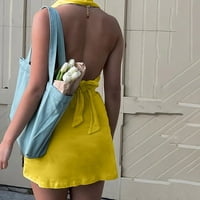 Žene seksi ljeto dva odjeća bez letvica gornji dio bodycon suknje setovi mini haljina žuta veličina