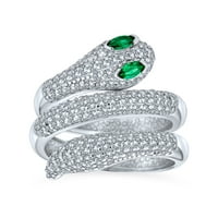 Egipatski stil CZ Smaragd zeleni oka obilaznice zamotavaju zmiju zmijski prsten
