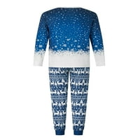 Božićne pidžame za porodično podudaranje, snježne pahulje stablo tiska dugih rukava na vratu Vreke +