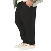 Groanlook Muške ljetne hlače Čvrste pantalone u boji Lagani dno Visoki struk Muški opremljeni elastični