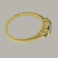 Britanci napravili 18k žuti zlatni prsten sa prirodnim prstenom Aquamarine Womens - Opcije veličine