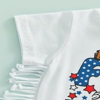 4. jula Toddler Baby Girl Outfit Dan nezavisnosti Kratki rukav Tassel Top Flare Hlače Set odjeće