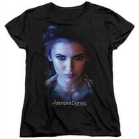 TREVCO WBT314-WT- Vampire Diaries & Elena-kratka ženska majica majica, crna - mala