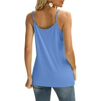 Ženska casual čvrsta boja čipke V izrez Camisole labave majice bez rukava gornje plave boje