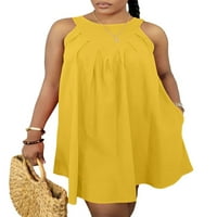 Woobling Woth Ljeto Plaža Sundress mini haljina bez rukava Comfy kratke haljine dame casual Travel Yellow
