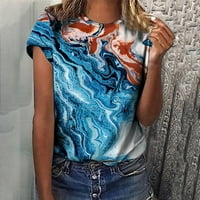 Ženski vrhovi modna casual labava bluza kamena gradijentni tisak okruglih vrata majica majica bluza