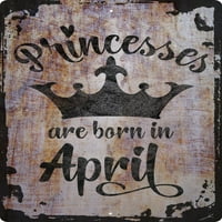 Princeze su rođene u aprilu mjesec rođenja krune Kurzivno srce Bež zidni umjetnički dekor smiješni poklon