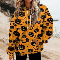 Podplag ženske casune dukseve Halloween Print Crewneck Hoodies Pulover dukseri dugih rukava padaju odjeću