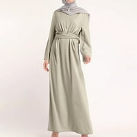 Ženska plus veličina haljina dugi rukav vrat vrat čvrsti ogrtač vintage elegantna ljuljačka kaftna modna