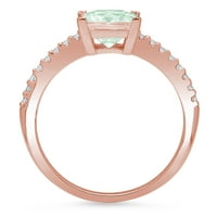 1.66ct Princess Cut zeleni simulirani dijamant 14k ružičasti ružičani zlatni gravirajući izjavu bridalne