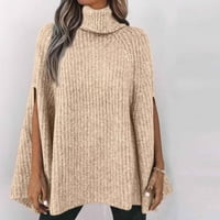 CLlios Womens Turtleneck Dukseri Batwing rukava Klint Cloak Top Prevelizirani džemper Trendy Pulover