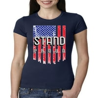 Stand ponosan na američku zastavu Americana American Pride Women Slim Fit Junior Tee, mornarsko, srednje